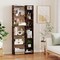 Wooden 6-Tier Bookshelf with Wall Anchor Kit and Open Shelves for Living Room